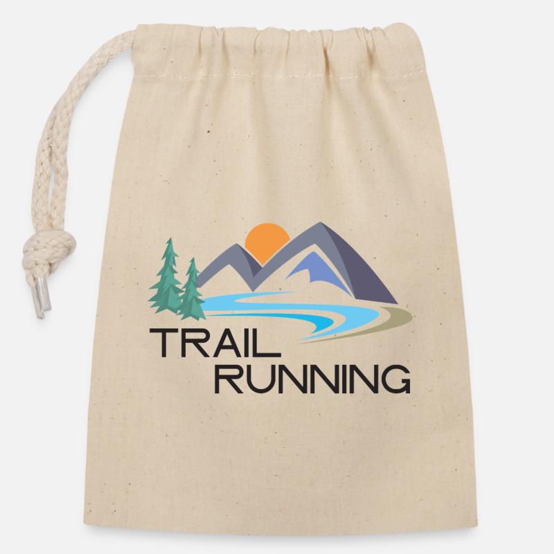 Trail Running - Sac cadeau en coton avec cordon (14 x 20 cm) - nature