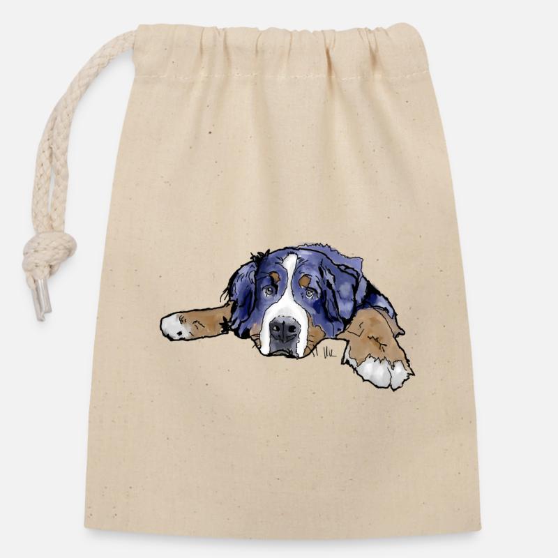 Bernese Mountain Dog - Closable cotton gift bag (14x20cm) - nature