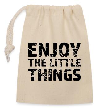 Profitez du petit - Sac cadeau en coton avec cordon (14 x 20 cm) - nature - Devant