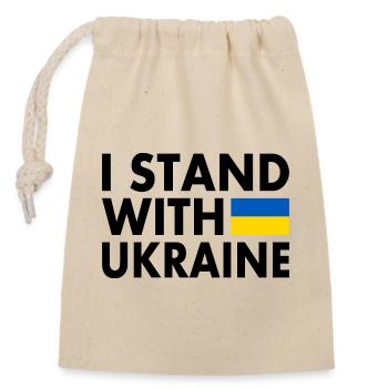 I stand with ukraine - Verschließbarer Geschenkbeutel aus Baumwolle (14x20cm) - Natur - Vorne