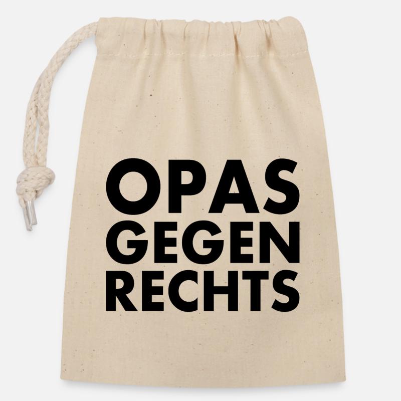 Opas gegen rechts - Verschließbarer Geschenkbeutel aus Baumwolle (14x20cm) - Natur