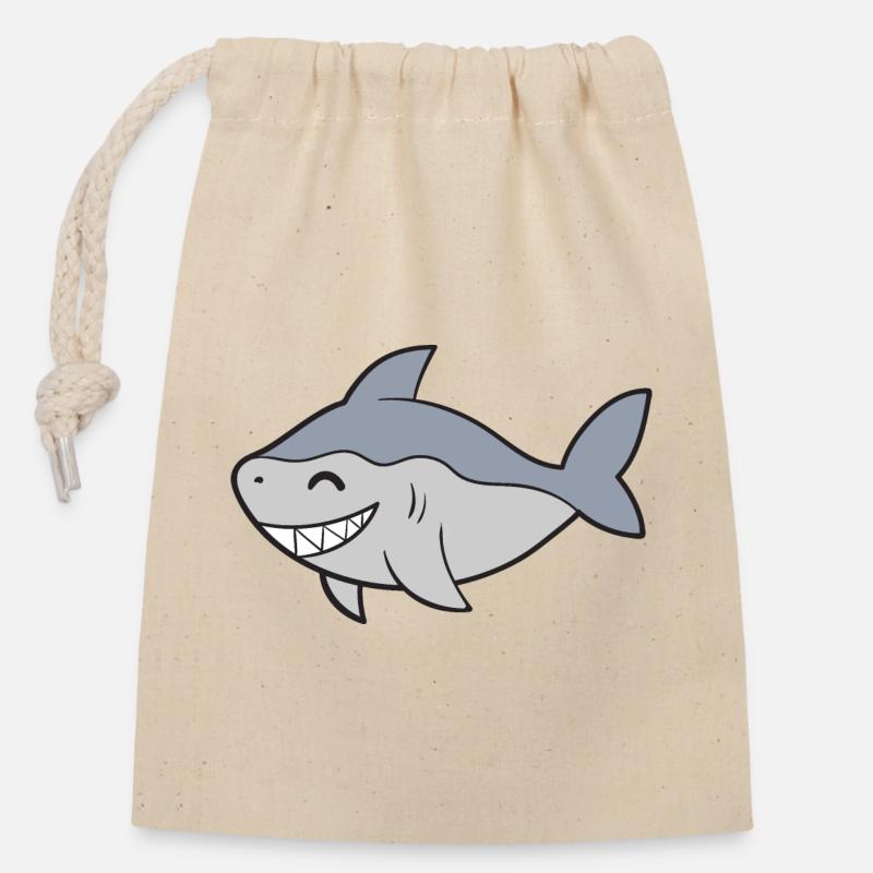 Requin Requin - Sac cadeau en coton avec cordon (14 x 20 cm) - nature
