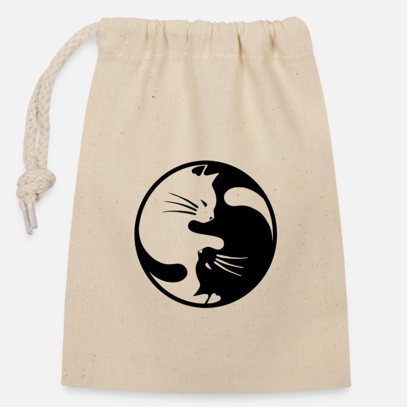 2 black and white cats embraced - Closable cotton gift bag (14x20cm) - nature