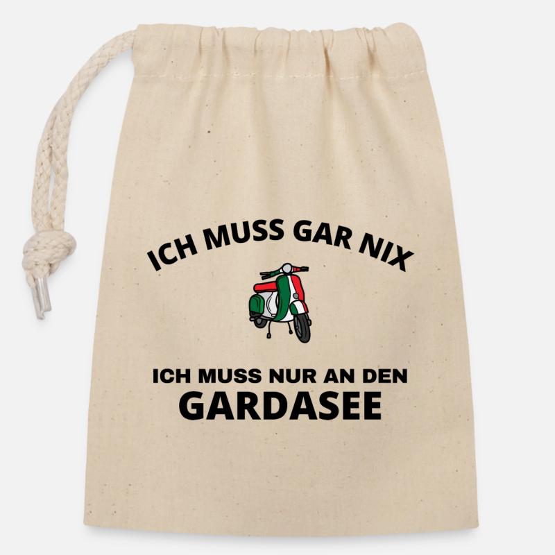 Gardasee - Verschließbarer Geschenkbeutel aus Baumwolle (14x20cm) - Natur