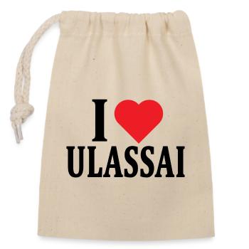 T-Shirt Ich liebe Ulassai T-Shirt Sardinien - Verschließbarer Geschenkbeutel aus Baumwolle (14x20cm) - Natur - Vorne