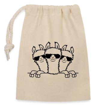 Hinter Mauer Lamas Freunde - Verschließbarer Geschenkbeutel aus Baumwolle (14x20cm) - Natur - Vorne