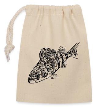 Barsch Fisch Design für Raubfisch Angler - Verschließbarer Geschenkbeutel aus Baumwolle (14x20cm) - Natur - Vorne