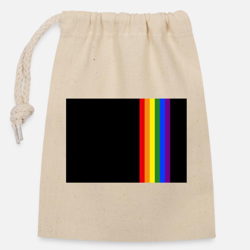 Rainbow Pride BANDE LGBT - Sac cadeau en coton avec cordon (14 x 20 cm) - nature