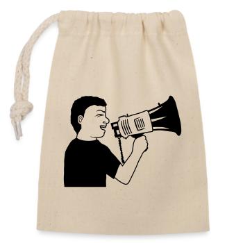 Man angry demonstration megaphone - Closable cotton gift bag (14x20cm) - nature - Front