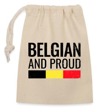 Belgian And Proud Belgische Flagge - Verschließbarer Geschenkbeutel aus Baumwolle (14x20cm) - Natur - Vorne