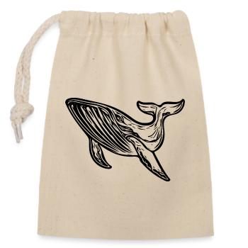Baleine Vintage Sea Creature Pas de plastique dans l’espace de vie - Sac cadeau en coton avec cordon (14 x 20 cm) - nature - Devant