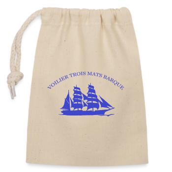 SAILBOAT THREE MASTS BOAT CREATION LOUIS RUNEMBERG - Closable cotton gift bag (14x20cm) - nature - Front