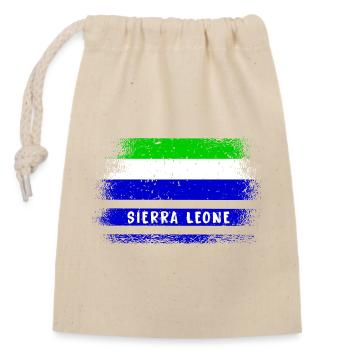 Sierra Leone Flaggen Design - Verschließbarer Geschenkbeutel aus Baumwolle (14x20cm) - Natur - Vorne