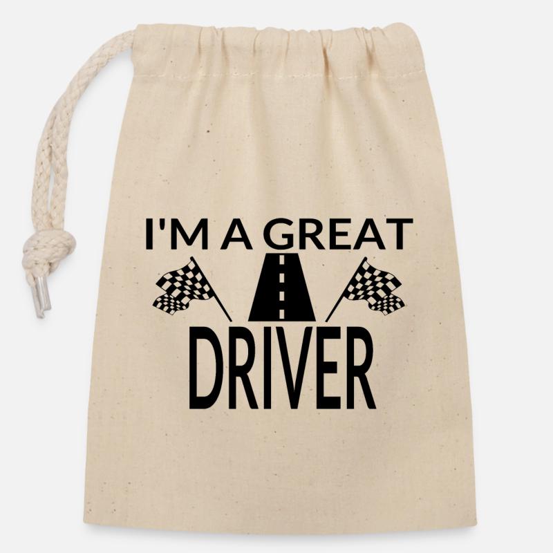 Car - Closable cotton gift bag (14x20cm) - nature