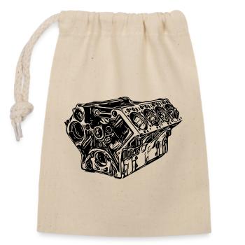 Auto Zylinder Motorblock Hubraum Fan - Verschließbarer Geschenkbeutel aus Baumwolle (14x20cm) - Natur - Vorne
