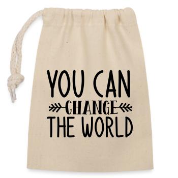 Change the world - Verschließbarer Geschenkbeutel aus Baumwolle (14x20cm) - Natur - Vorne