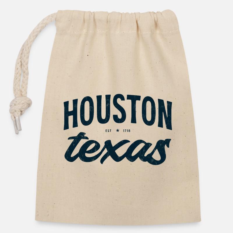 T-shirt Emblem Script de Houston Texas - Sac cadeau en coton avec cordon (14 x 20 cm) - nature