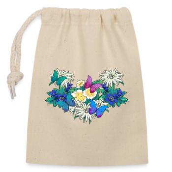 Début de la saison printanière Fleurs Papillons - Sac cadeau en coton avec cordon (14 x 20 cm) - nature - Devant