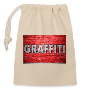 Graffiti brick wall - Closable cotton gift bag (14x20cm) - nature - Front
