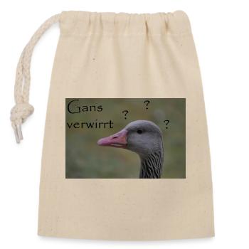 Gans verwirrt - witziger Spruch - Verschließbarer Geschenkbeutel aus Baumwolle (14x20cm) - Natur - Vorne