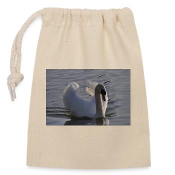 Schwan Poster - Verschließbarer Geschenkbeutel aus Baumwolle (14x20cm) - Natur - Vorne