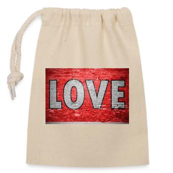 Love Brick Wall Graffiti - Closable cotton gift bag (14x20cm) - nature - Front