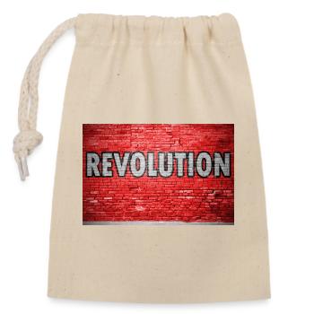 Revolution Brick Wall Graffiti - Closable cotton gift bag (14x20cm) - nature - Front