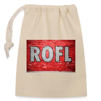 ROFL Brick Wall Graffiti - Closable cotton gift bag (14x20cm) - nature - Front