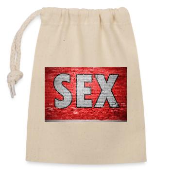 Sex Brick Wall Graffiti - Closable cotton gift bag (14x20cm) - nature - Front