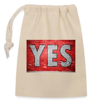 Yes Brick Wall Graffiti - Closable cotton gift bag (14x20cm) - nature - Front