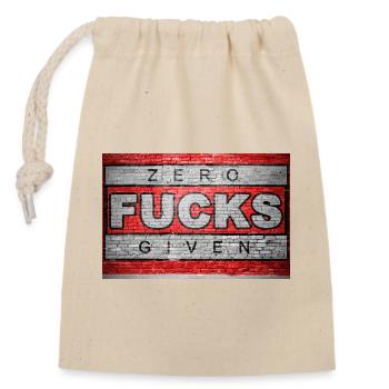 Zero Fucks Given Ziegelsteinmauer Graffiti - Verschließbarer Geschenkbeutel aus Baumwolle (14x20cm) - Natur - Vorne