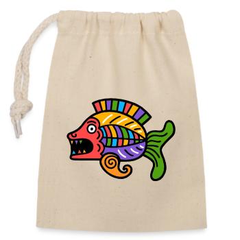 Culture des Incas, symbole du poisson - Sac cadeau en coton avec cordon (14 x 20 cm) - nature - Devant