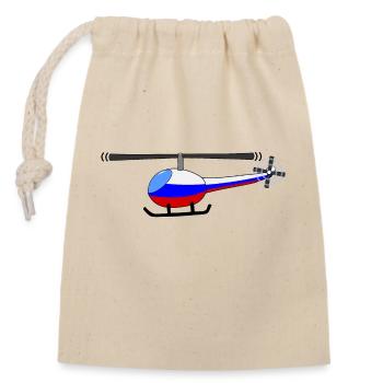 Helicopter Russia Flag Children - Closable cotton gift bag (14x20cm) - nature - Front