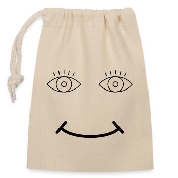 Face - Closable cotton gift bag (14x20cm) - nature - Front
