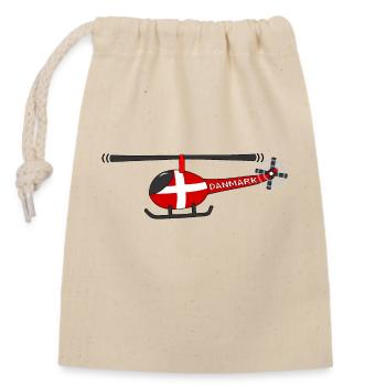 Helicopter Denmark Flag Children - Closable cotton gift bag (14x20cm) - nature - Front