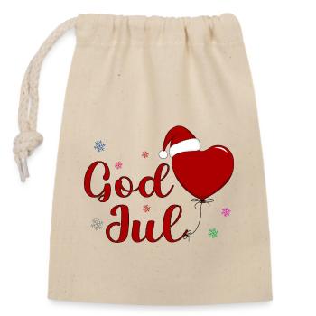 God Joul Weihnachtsfeier - Verschließbarer Geschenkbeutel aus Baumwolle (14x20cm) - Natur - Vorne