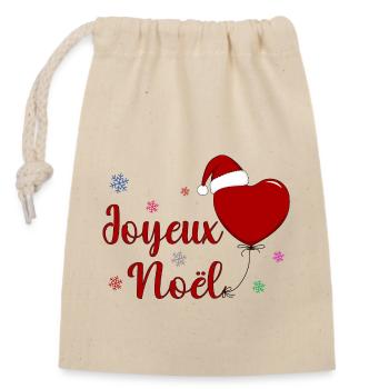 Joyeux Noel Weihnachtsfeier Frankreich - Verschließbarer Geschenkbeutel aus Baumwolle (14x20cm) - Natur - Vorne