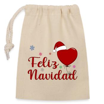 Feliz Navidad Weihnachtsfeier Spanien - Verschließbarer Geschenkbeutel aus Baumwolle (14x20cm) - Natur - Vorne