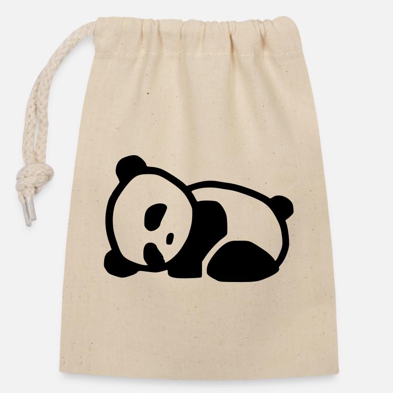 cuddly panda - Closable cotton gift bag (14x20cm) - nature