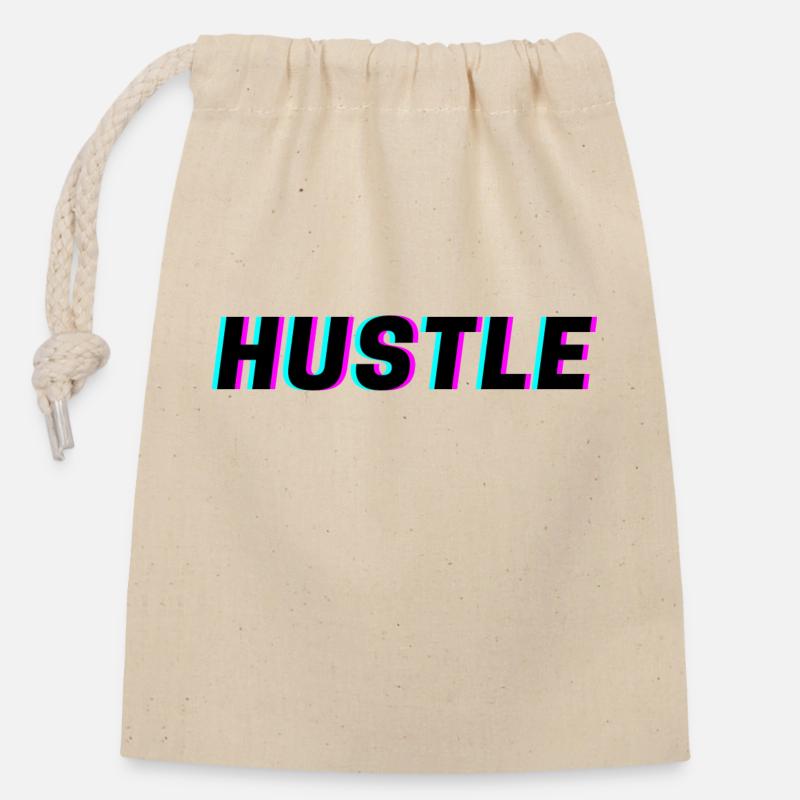 Hustle - Closable cotton gift bag (14x20cm) - nature