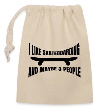 Skateboard Skater Skaten Skateboarding Longboard - Verschließbarer Geschenkbeutel aus Baumwolle (14x20cm) - Natur - Vorne