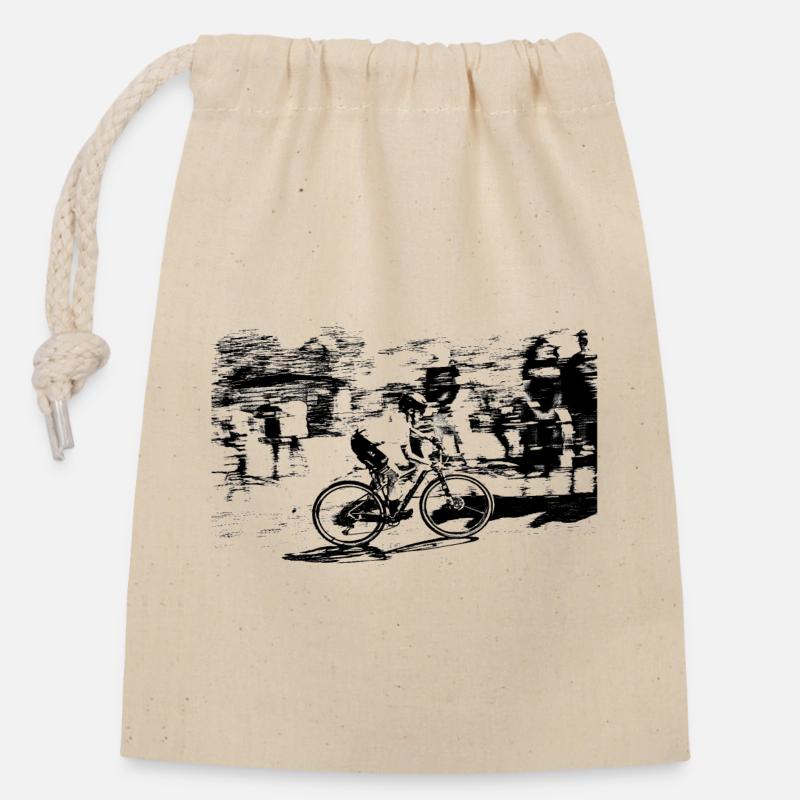 vtt mtb downhill - Sac cadeau en coton avec cordon (14 x 20 cm) - nature