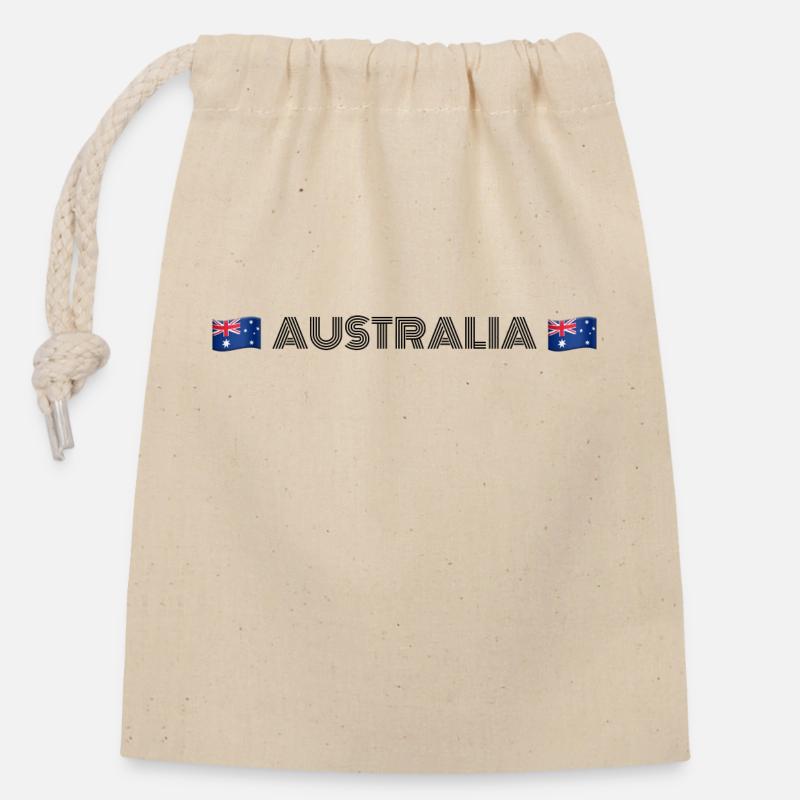 AUSTRALIEN - Verschließbarer Geschenkbeutel aus Baumwolle (14x20cm) - Natur