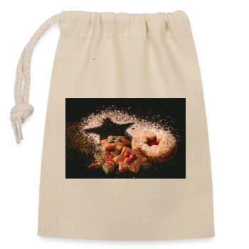 Biscuits de Noël - Sac cadeau en coton avec cordon (14 x 20 cm) - nature - Devant