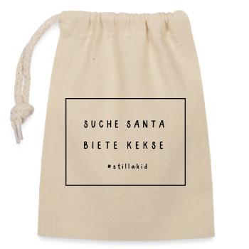 Suche Santa Weihnachtsgeschenk - Verschließbarer Geschenkbeutel aus Baumwolle (14x20cm) - Natur - Vorne
