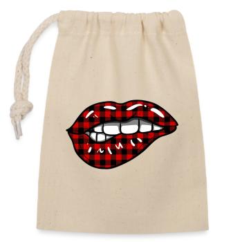 Rouge blanc et dû - Sac cadeau en coton avec cordon (14 x 20 cm) - nature - Devant