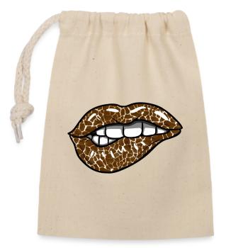 Leopard Lips - Closable cotton gift bag (14x20cm) - nature - Front