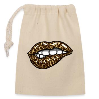 Leopard Lips - Closable cotton gift bag (14x20cm) - nature - Front