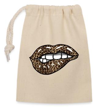Leopard Lips - Closable cotton gift bag (14x20cm) - nature - Front