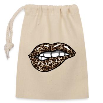 Leopard Lips - Closable cotton gift bag (14x20cm) - nature - Front